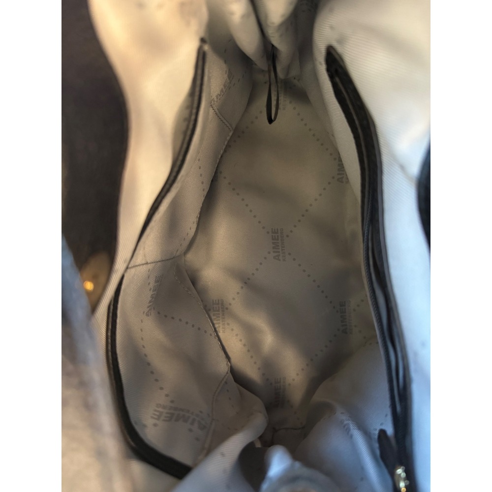 Aimee Kestenberg Snake Embossed Leather Hobo Bag Brown/Black Gold Tone A282317 - Picture 10 of 16